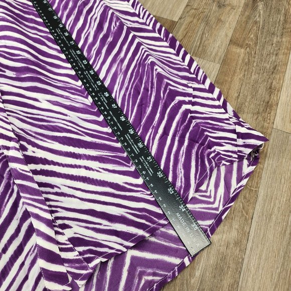 BCBGMAXAZRIA Tosha Women's Medium Purple/White Silk Chevron Button Up Mini Dress - Picture 12 of 13